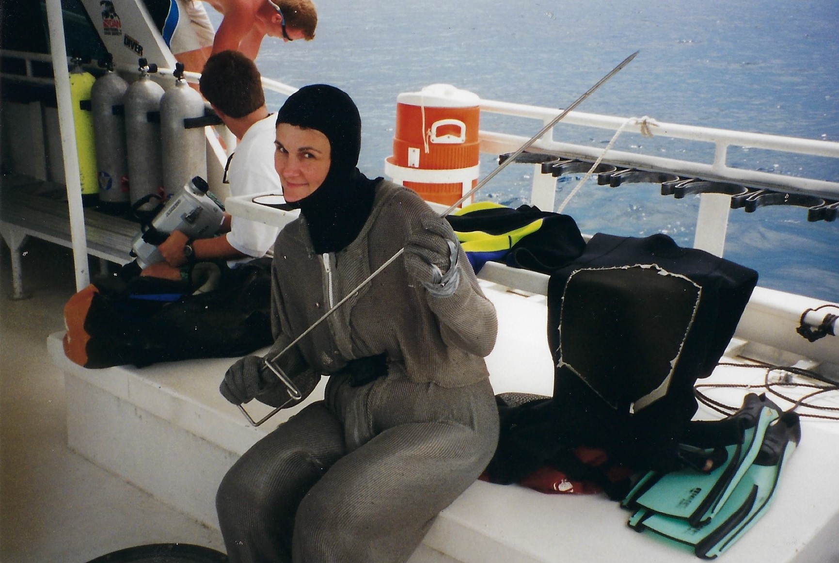 Author Karen Karbo in a Chainmail Shark Suit
